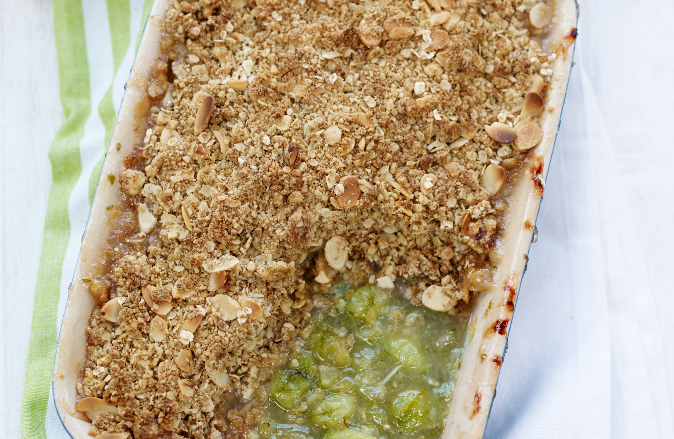 Nutty Gooseberry Crumble
