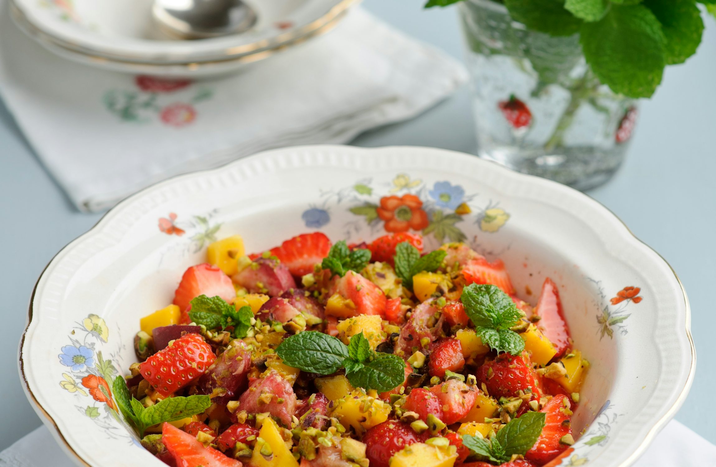 Strawberry, Mango, Pistachio & Rose Water Fruit Salad