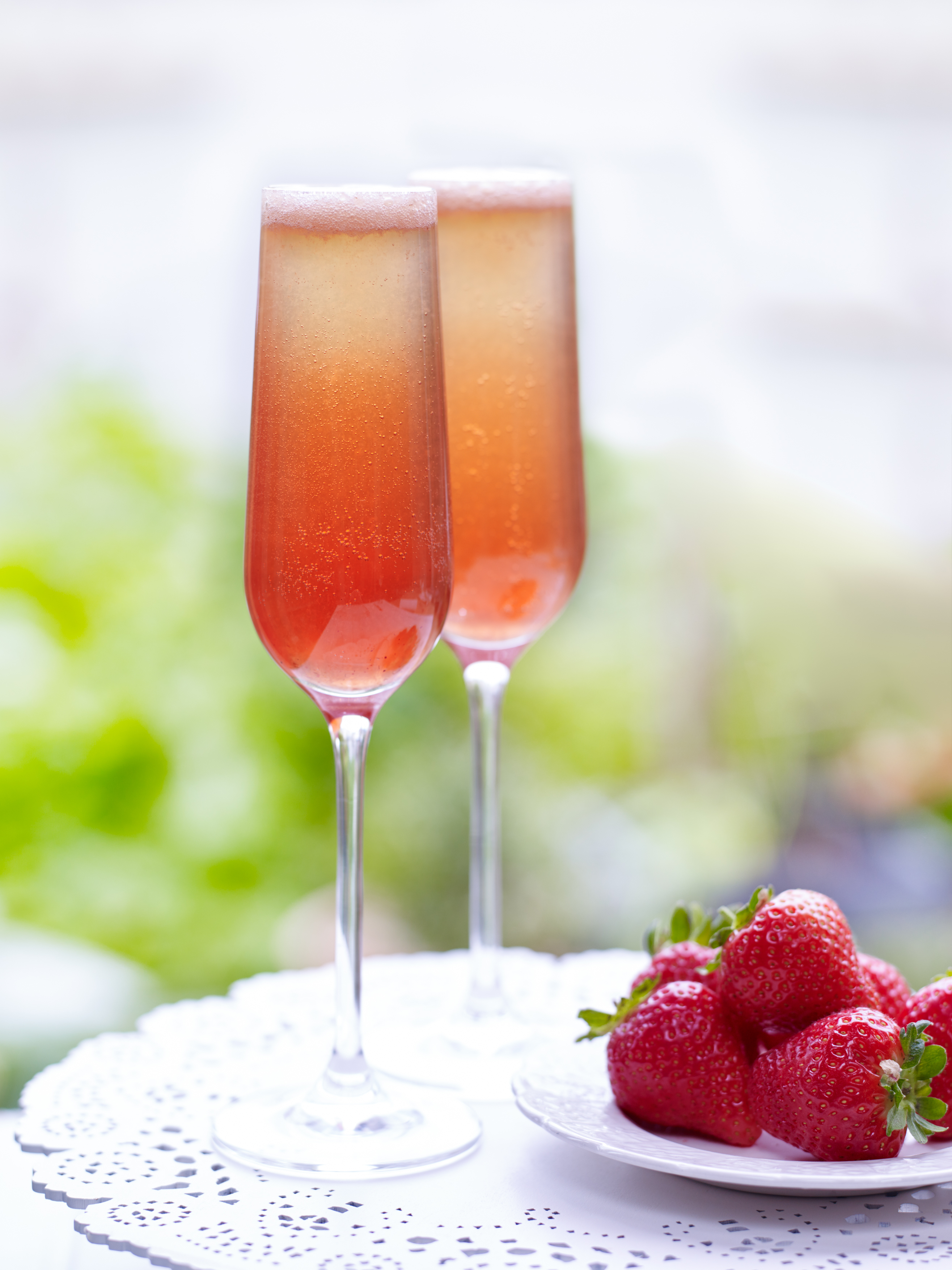 Strawberry, Prosecco, Campari & Elderflower Cocktail