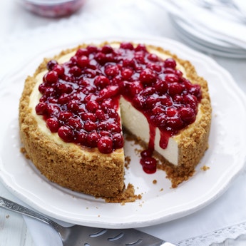 Cheesecake with Cranberry Glaze