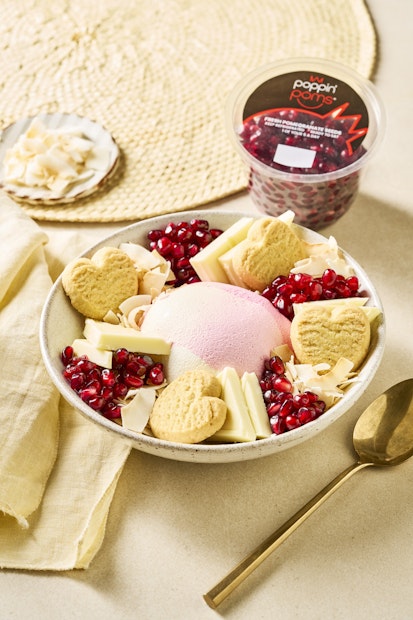 ViewPomegranate-topped dried yoghurt bowl