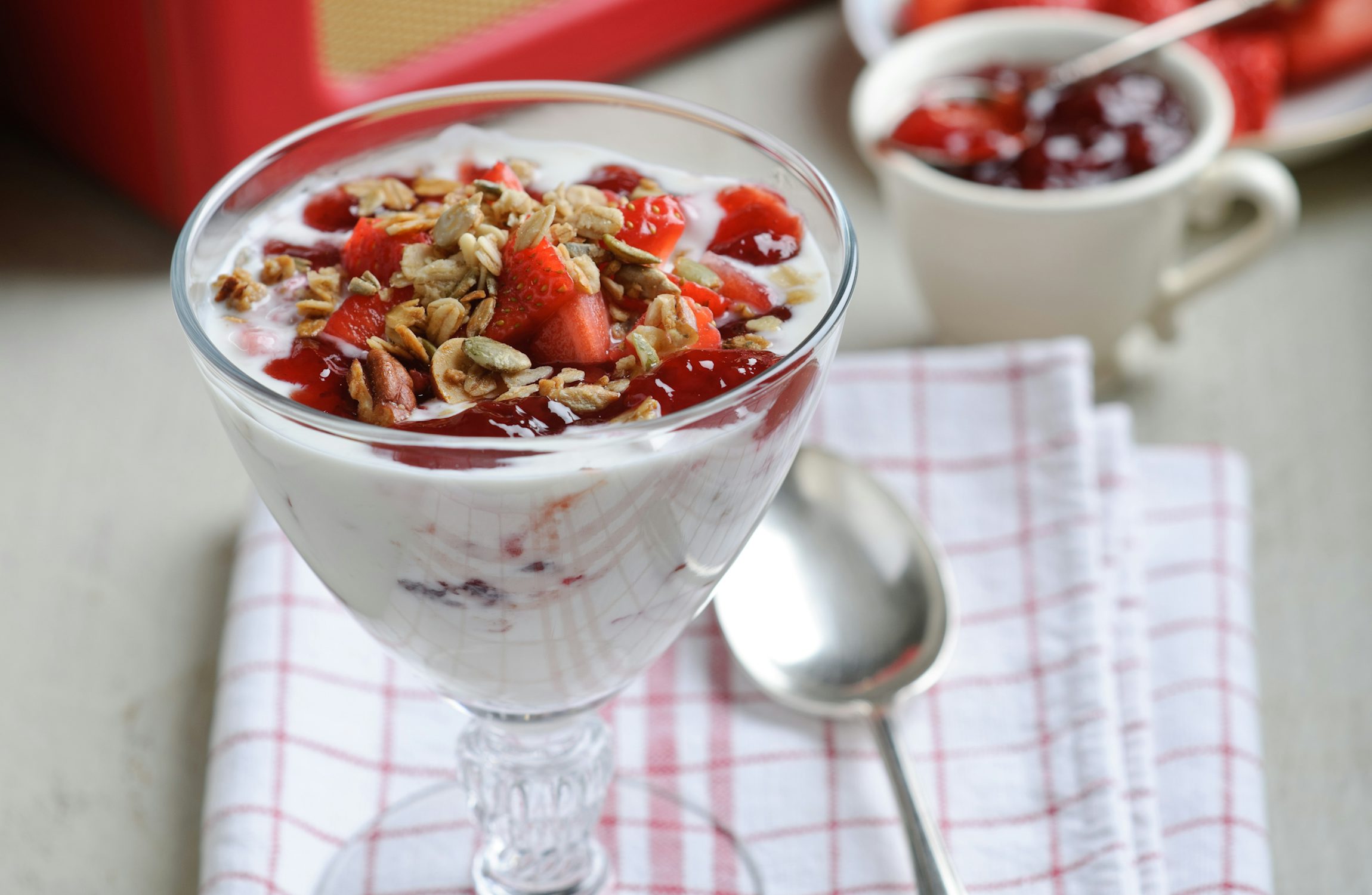 Roasted Strawberry Vanilla Jam with Yogurt