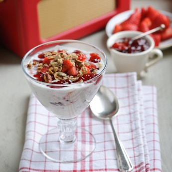 Roasted Strawberry Vanilla Jam with Yogurt