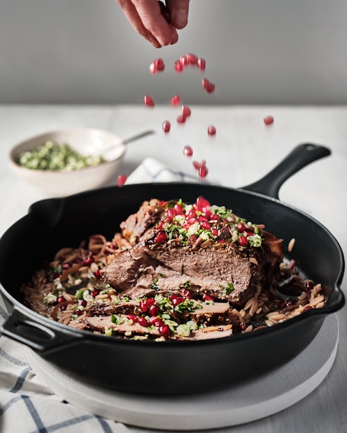 ViewGreek Lamb with Feta Gremolata, Orzo & Pomegranates