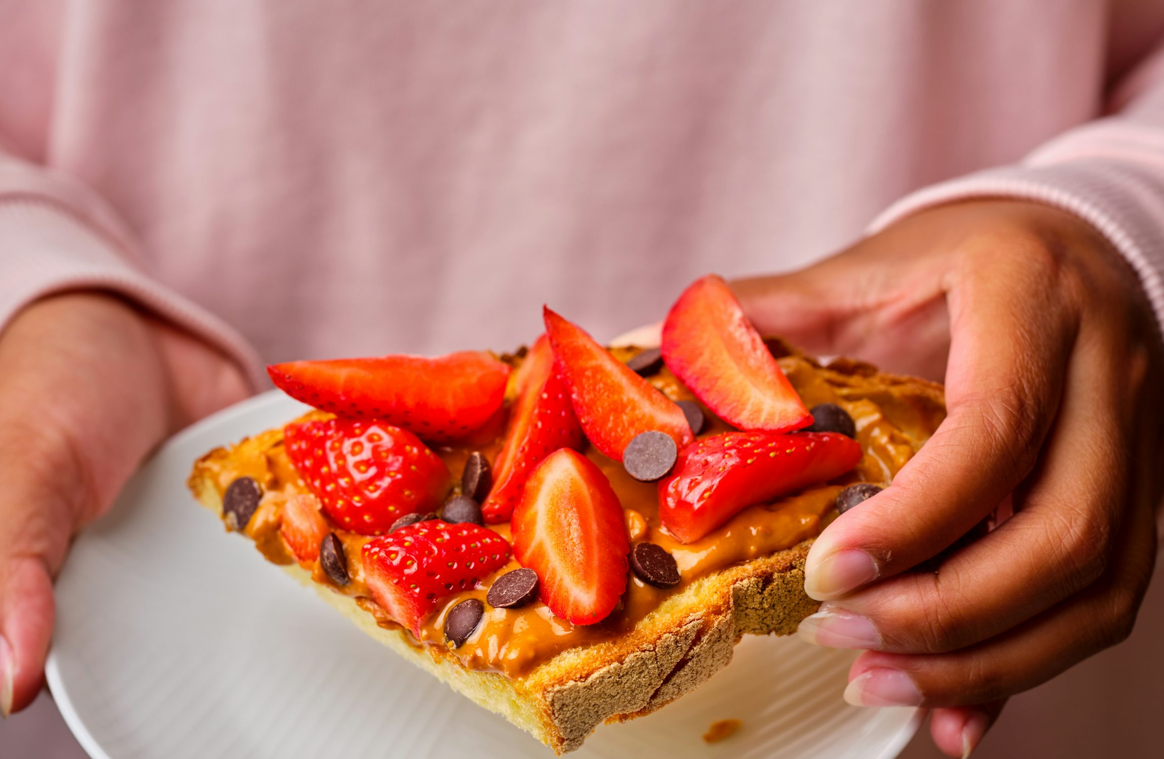 Strawberry, Chocolate Chip Peanut Butter Toast
