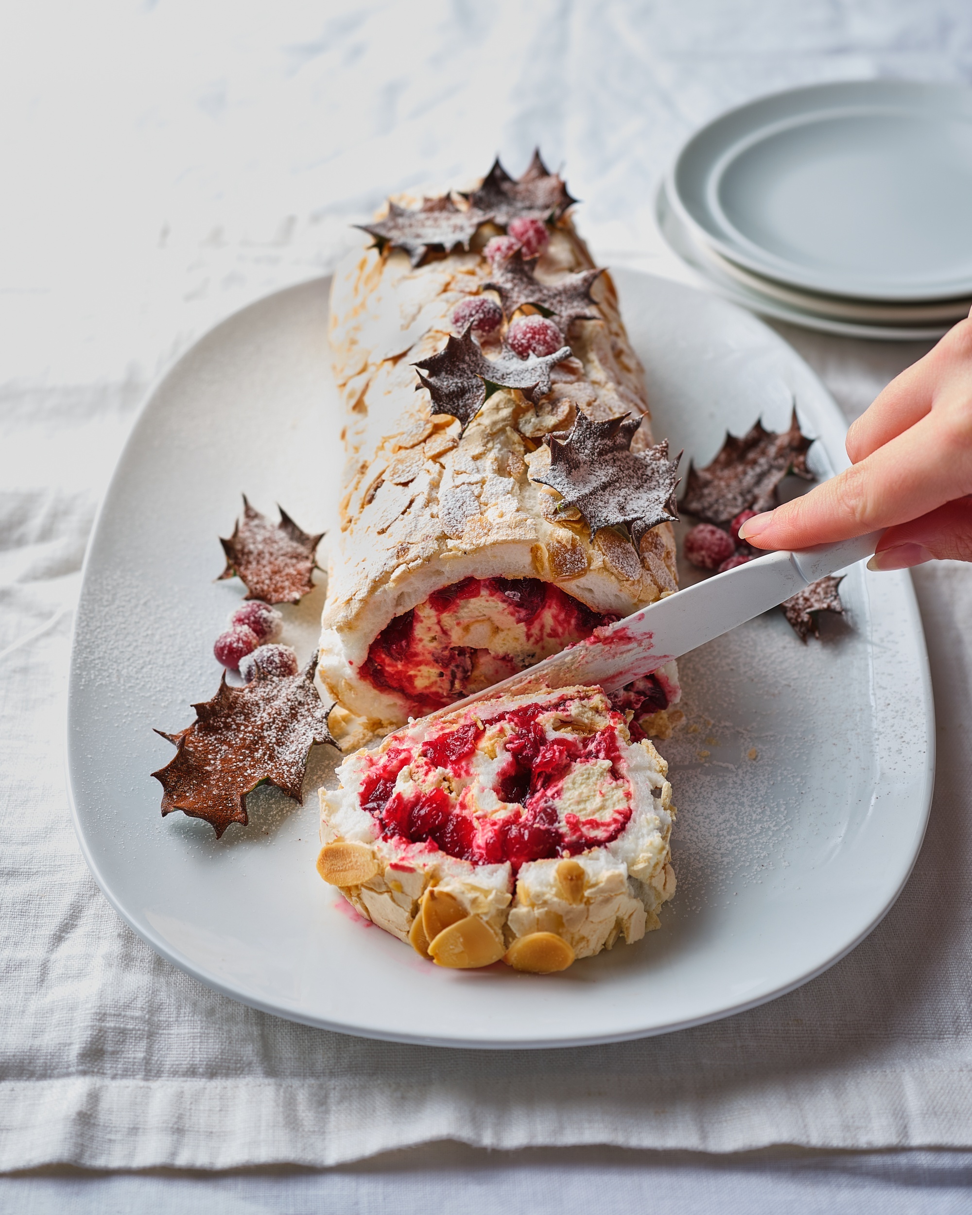 Classy Cranberry Merry-ingue Roulade
