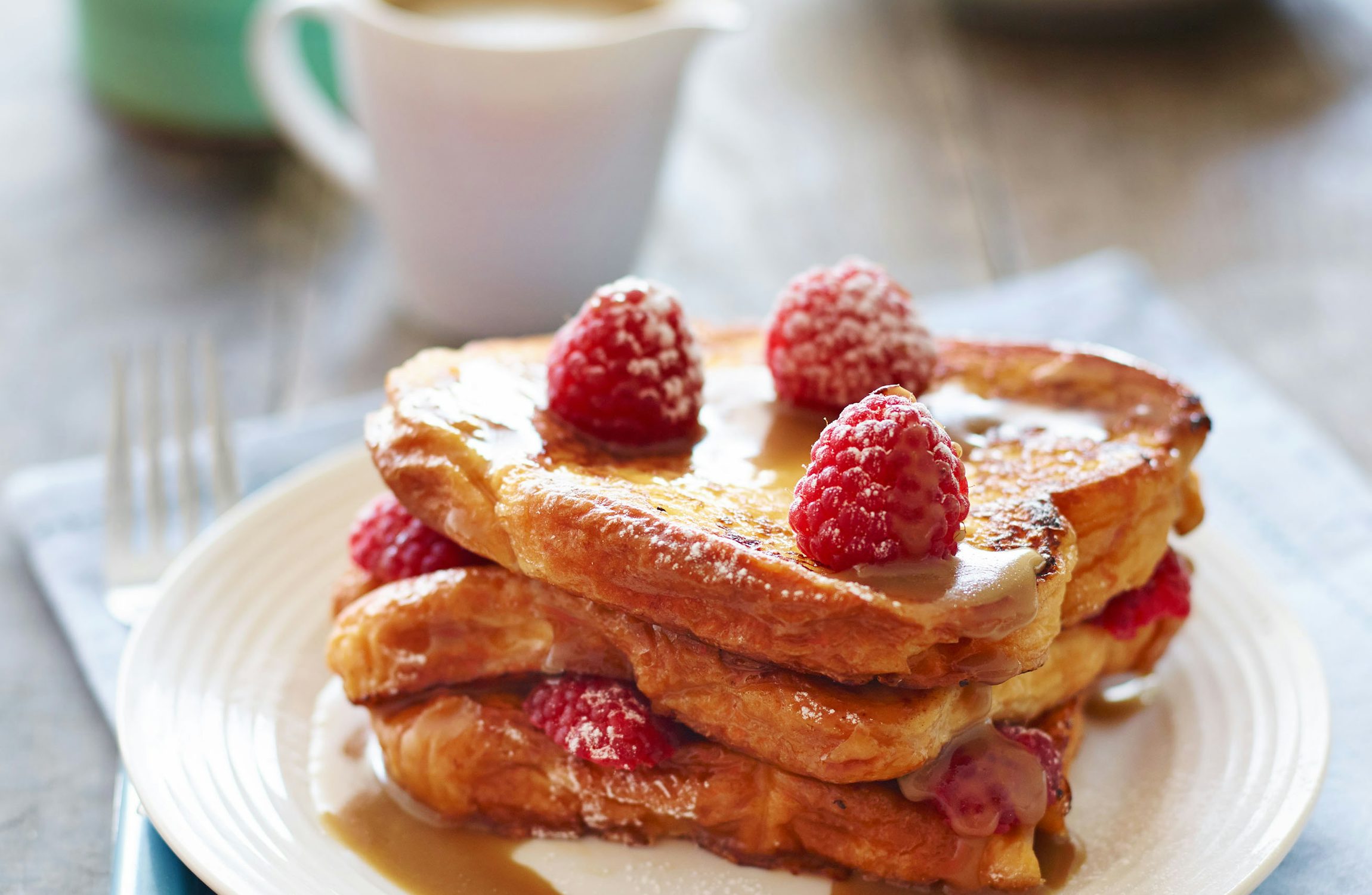 Vanilla French Toast with Raspberries & Toffee Butter Sauce
